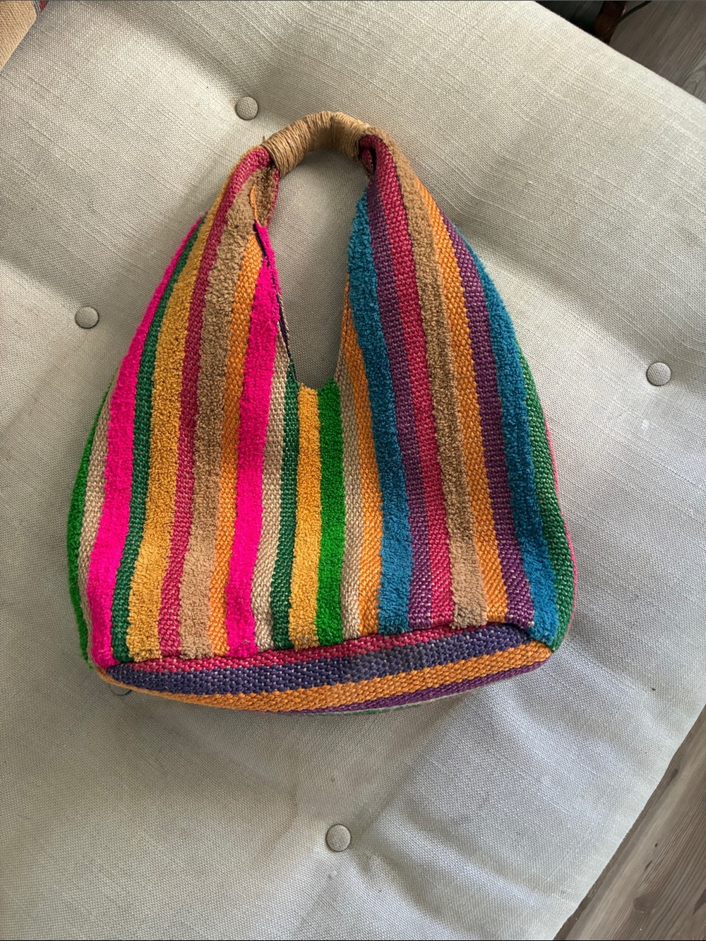 Zara Multicolor Striped Woven Shoulder Bag